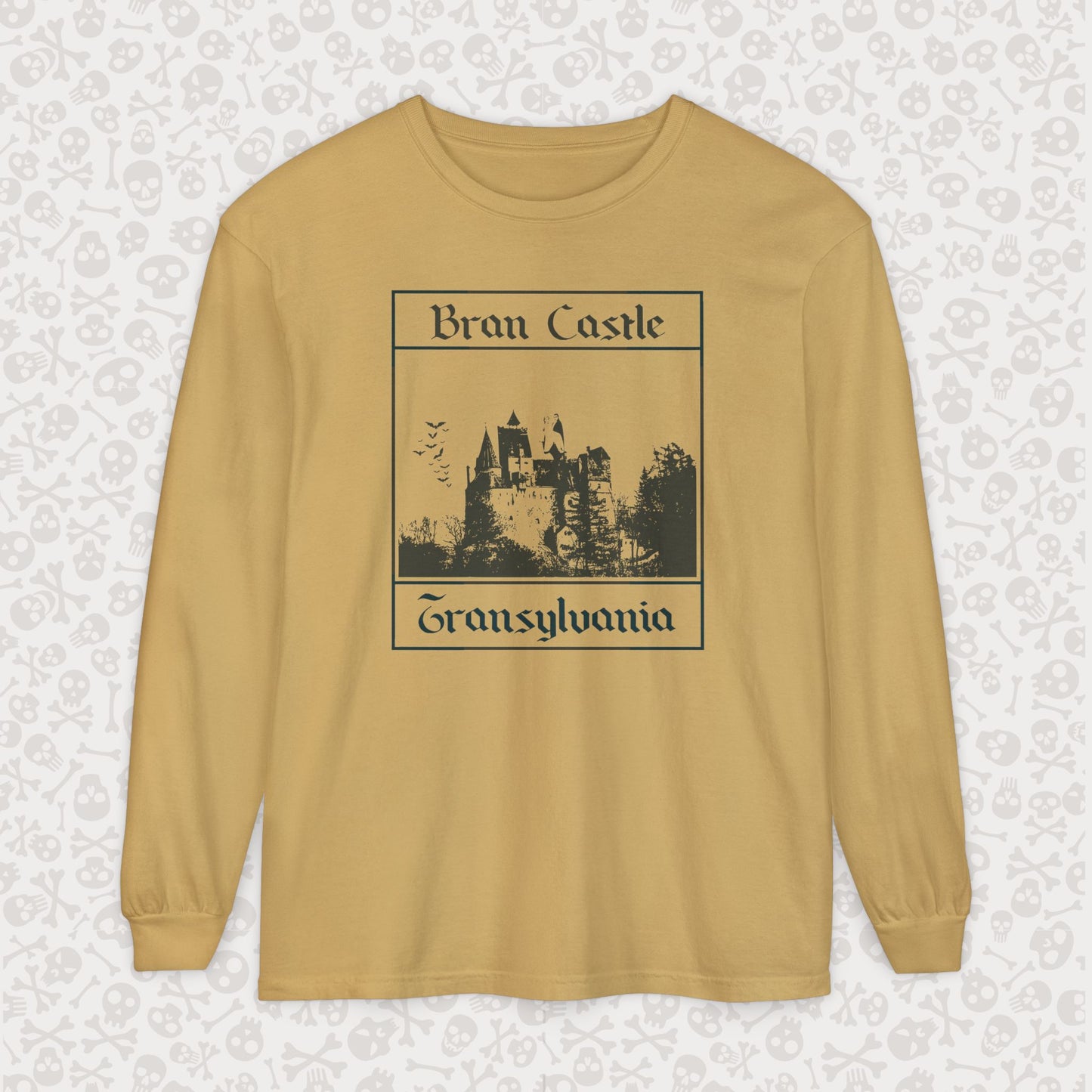 Camiseta de manga larga del Castillo de Bran, Transilvania, Drácula, Halloween, terror gótico, Drácula espeluznante, Halloween