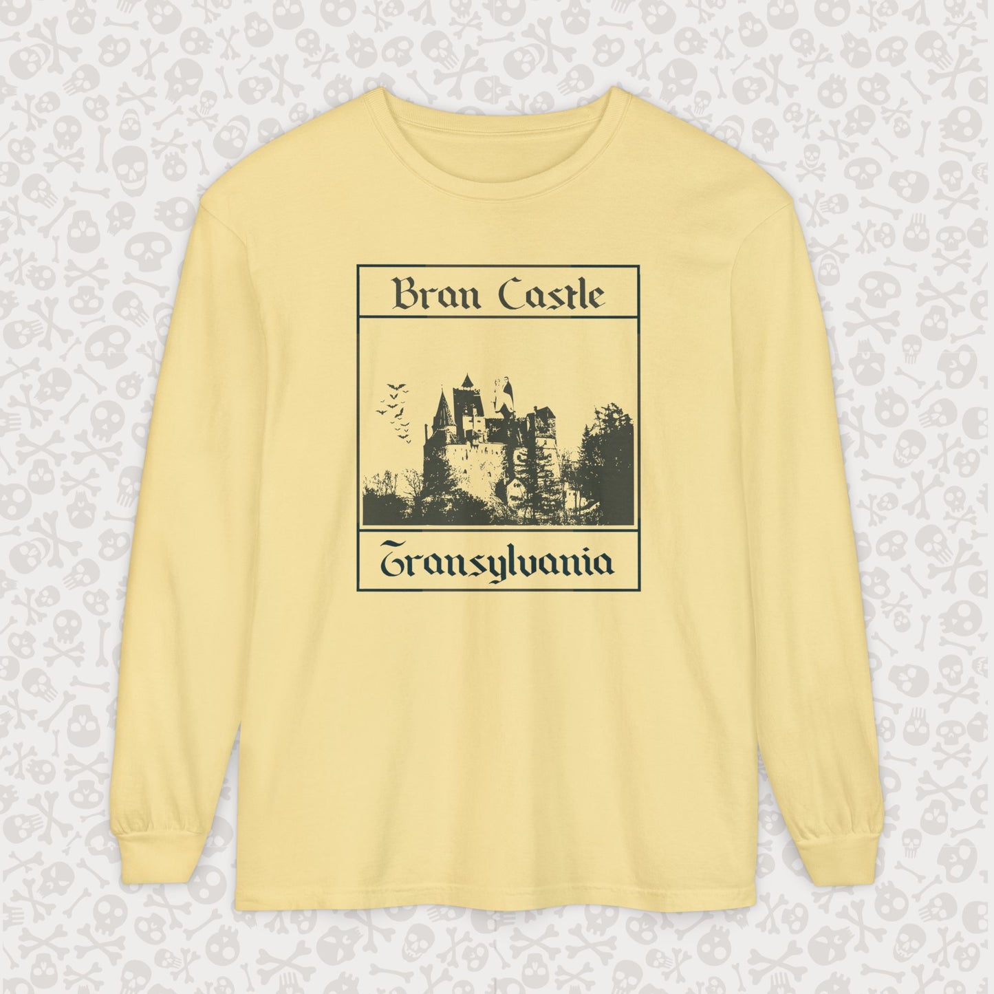 Camiseta de manga larga del Castillo de Bran, Transilvania, Drácula, Halloween, terror gótico, Drácula espeluznante, Halloween
