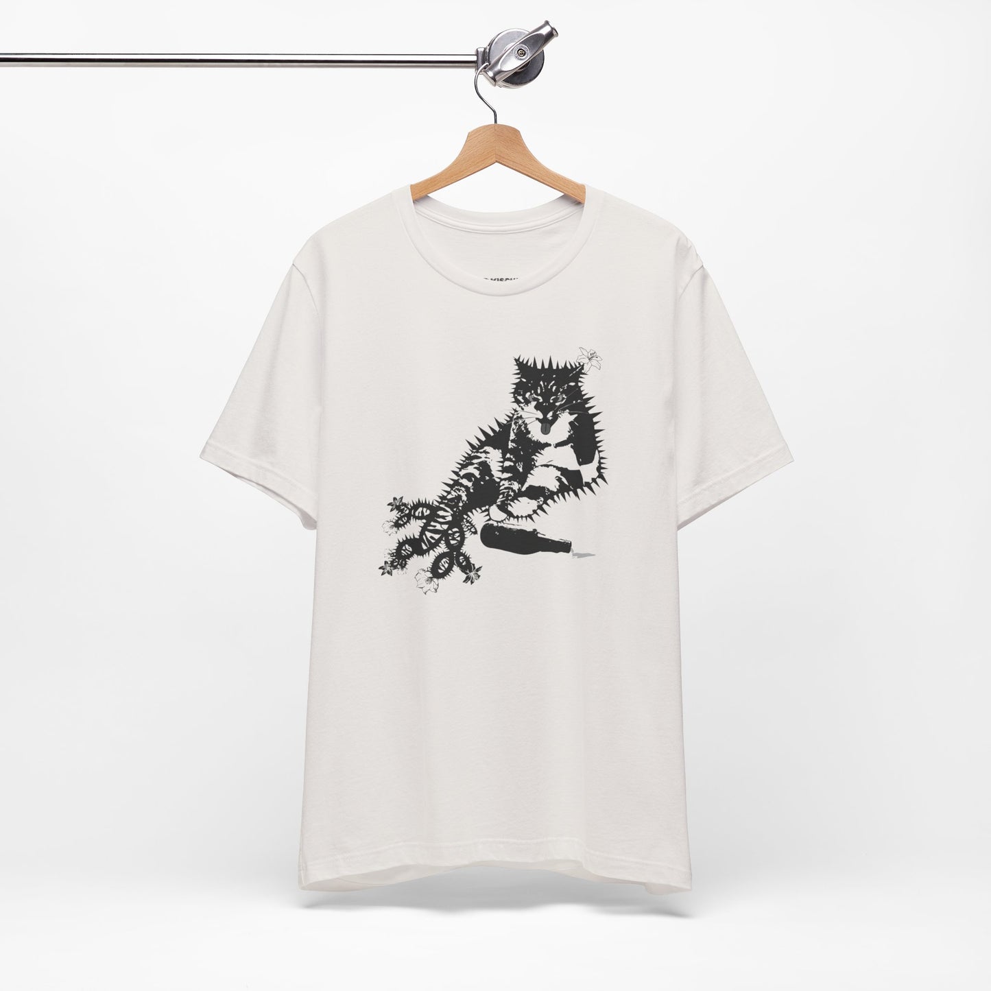 Cactus Cat Cryptid T-Shirt, Desert Mythical Creature Tee, Unisex Graphic Shirt, Succulent Kitty Apparel, Southwest Animal Top, Drunk Cat