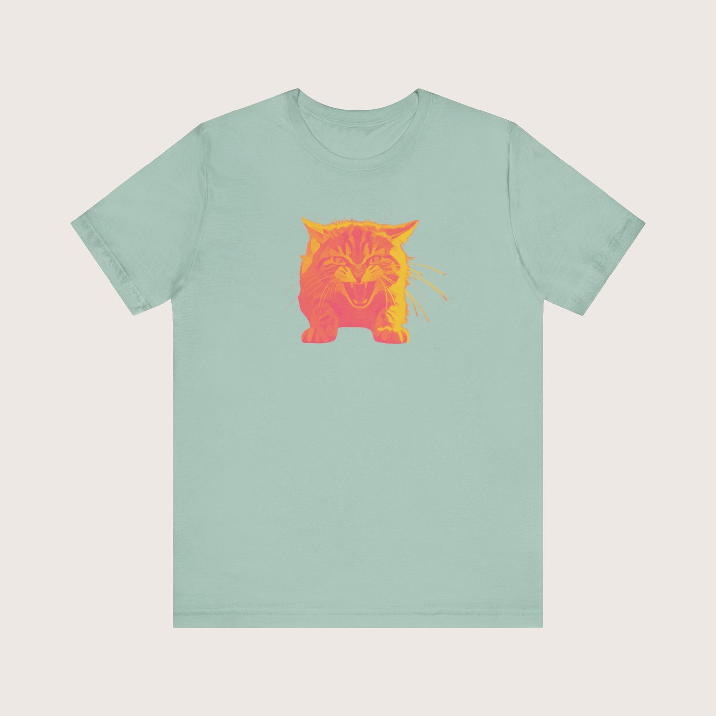 Angry Cat T-Shirt, Vibrant Color Combinations - Unisex Tee, Funny Graphic Shirt, Cat Lover Gift, Cool Tee