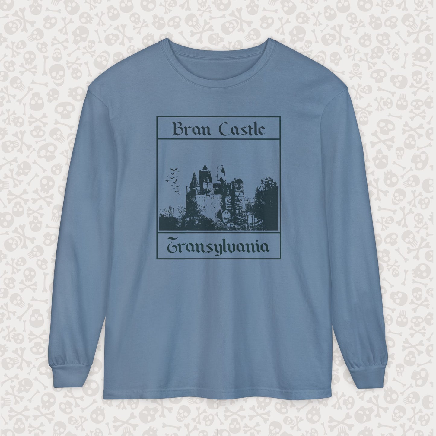 Camiseta de manga larga del Castillo de Bran, Transilvania, Drácula, Halloween, terror gótico, Drácula espeluznante, Halloween