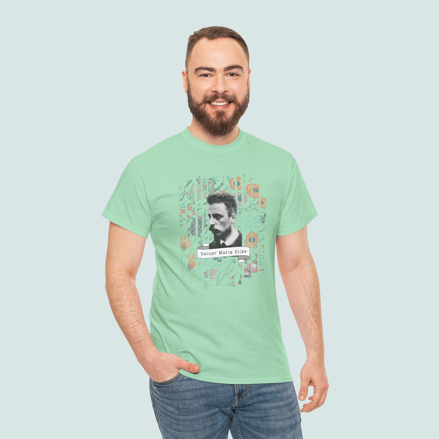 Camiseta de poesía de Rainer Maria Rilke, camiseta literaria, regalo de poesía, camiseta de poeta, regalo de escritor, floral