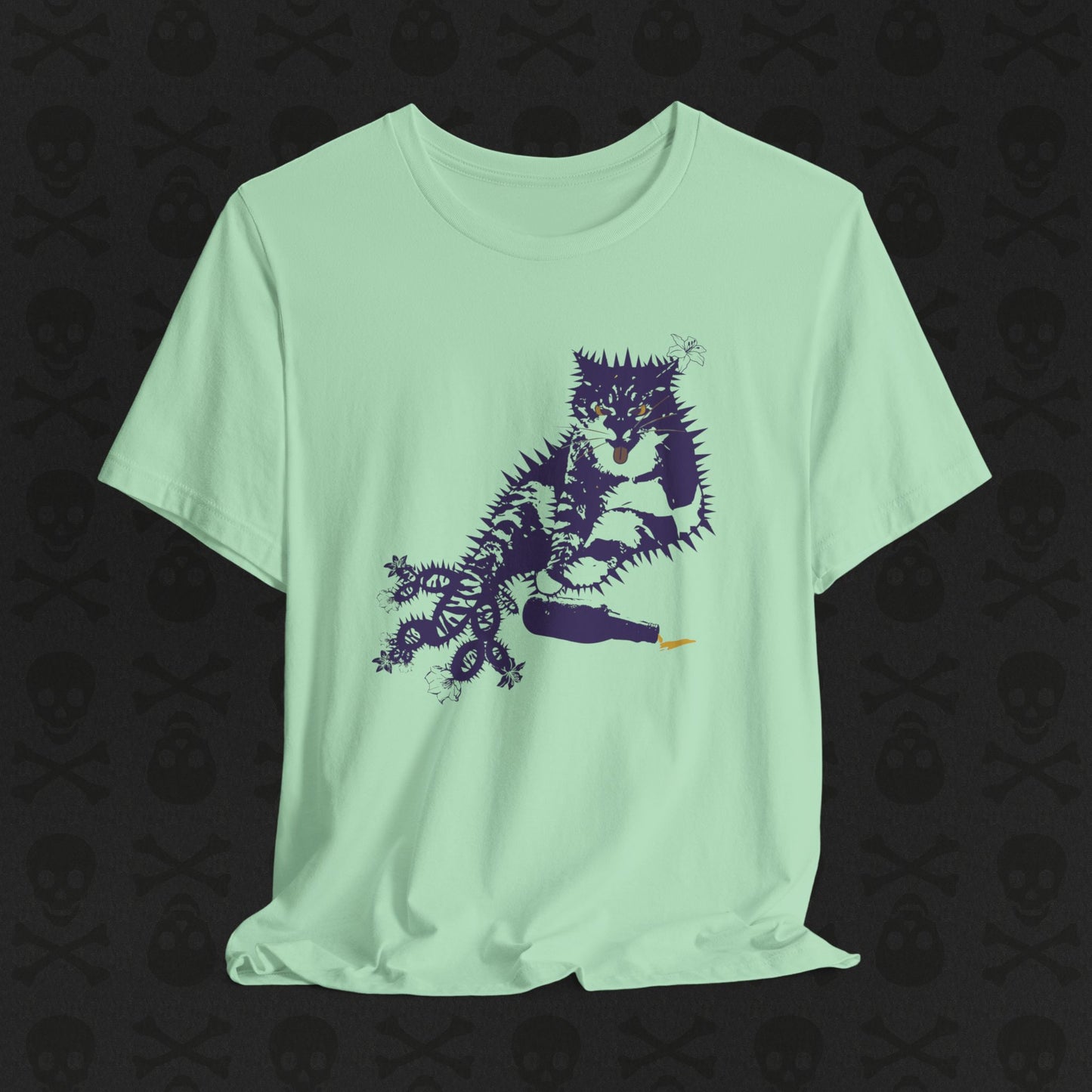 Cactus Cat Cryptid T-Shirt, Desert Mythical Creature Tee, Unisex Graphic Shirt, Succulent Kitty Apparel, Southwest Animal Top, Drunk Cat