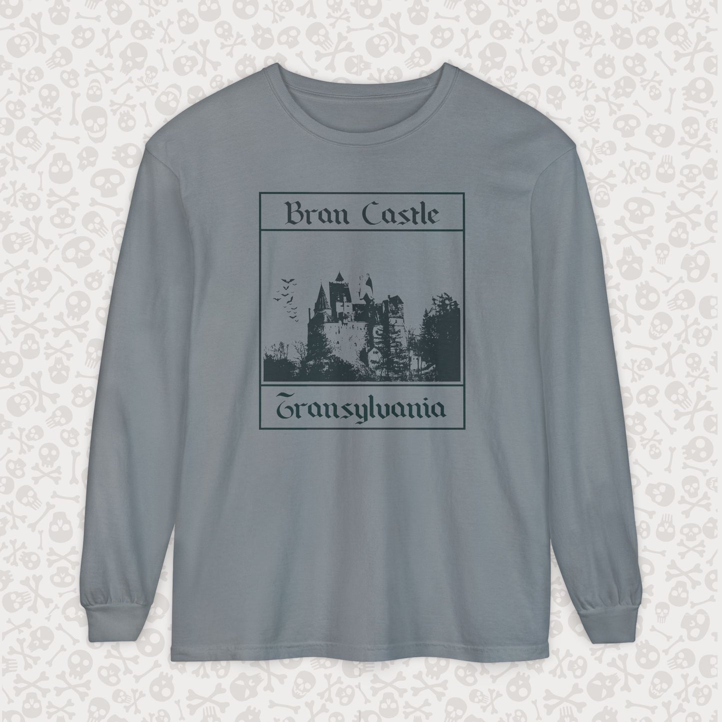 Camiseta de manga larga del Castillo de Bran, Transilvania, Drácula, Halloween, terror gótico, Drácula espeluznante, Halloween