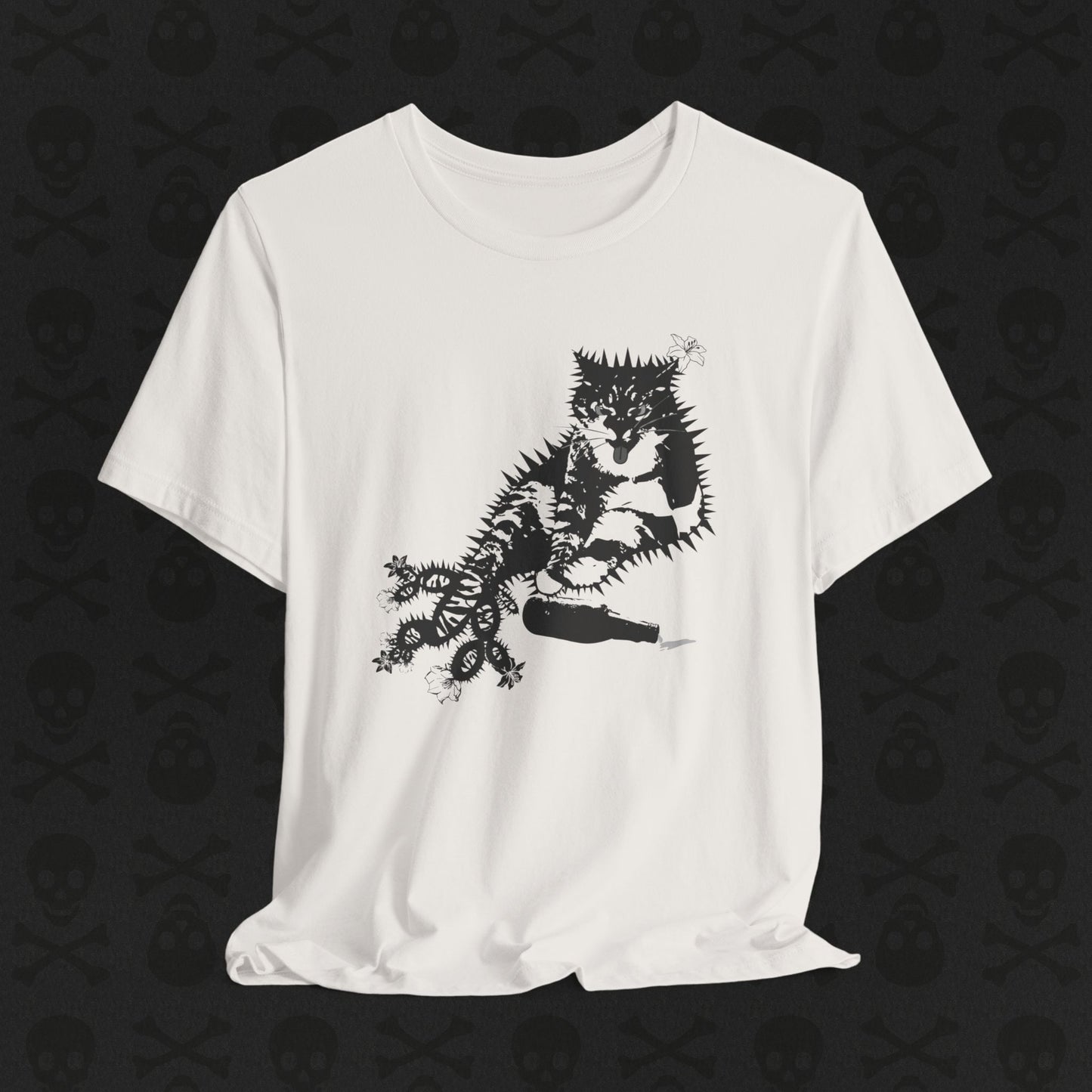 Cactus Cat Cryptid T-Shirt, Desert Mythical Creature Tee, Unisex Graphic Shirt, Succulent Kitty Apparel, Southwest Animal Top, Drunk Cat