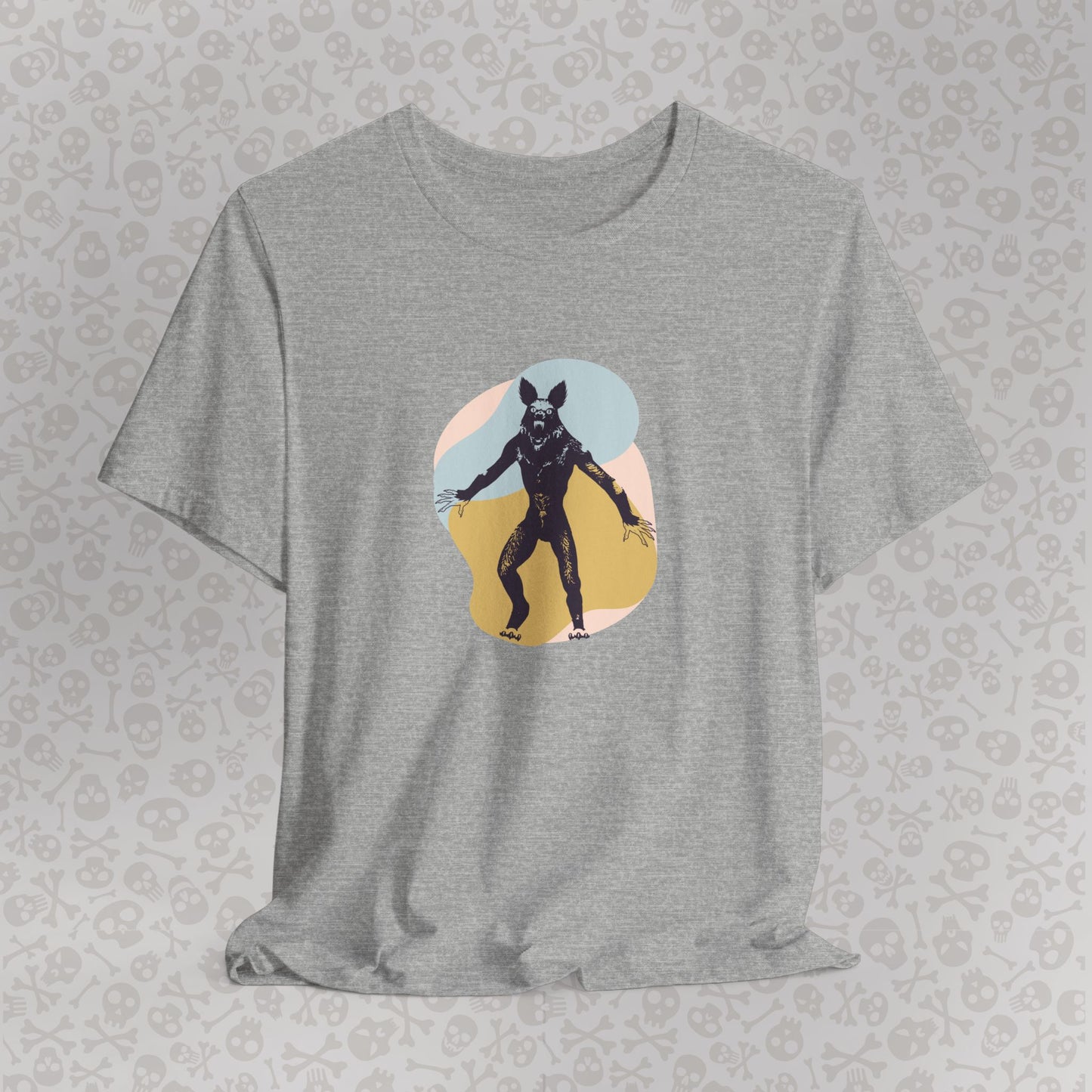 Camiseta abstracta con gráfico de hombre lobo, unisex, de Halloween, de terror, de luna llena, de Teen Wolf, de Cryptids