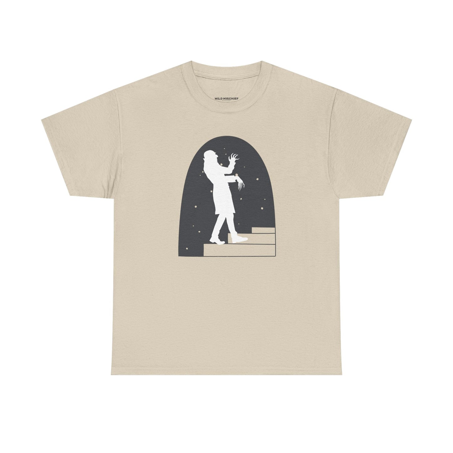 Camiseta de la película de terror Nosferatu - Estampado negro mate, unisex, de algodón grueso, con escena de escalera de vampiros, ropa gótica para fans del terror, un clásico de culto.