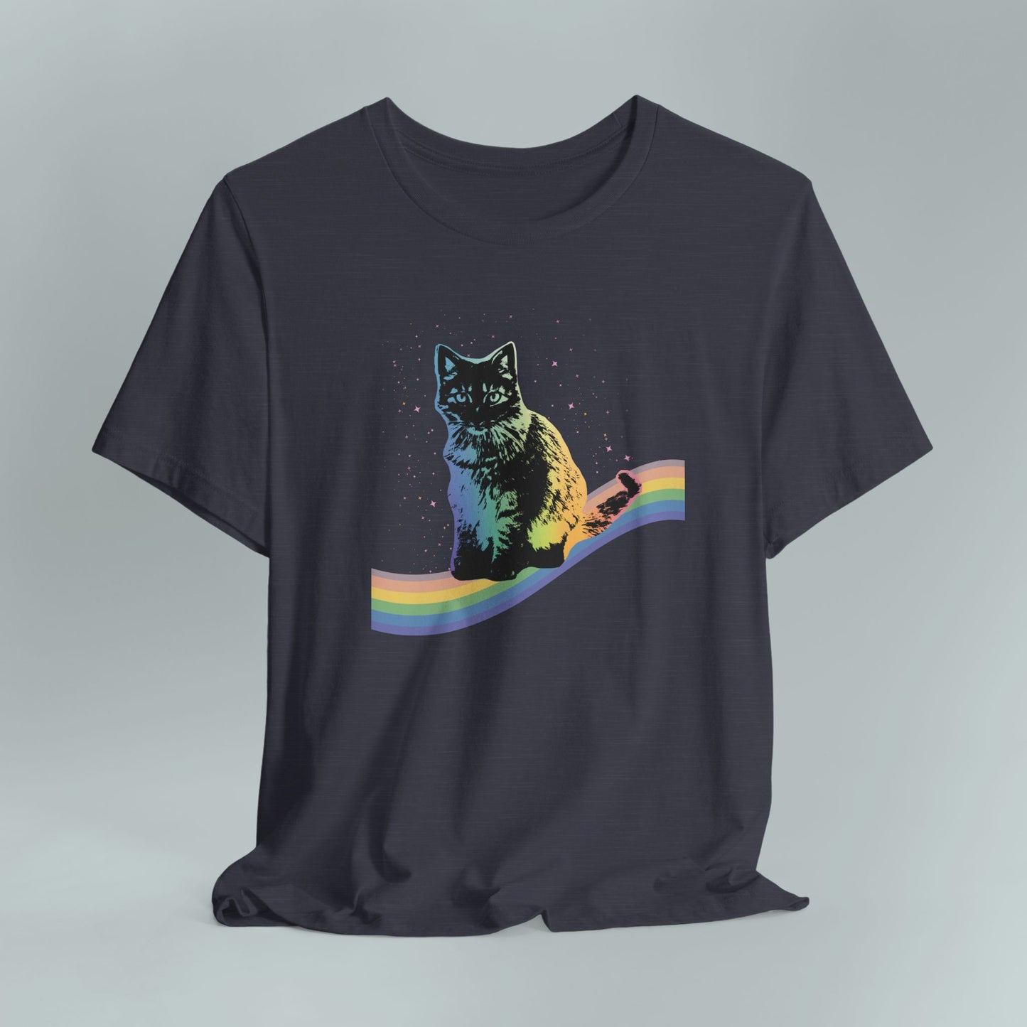 Rainbow Cat Unisex Tee, LGBTQ Pride Shirt, Colorful Kitty T-Shirt, Gay Pride Apparel, Cat Lover Gift