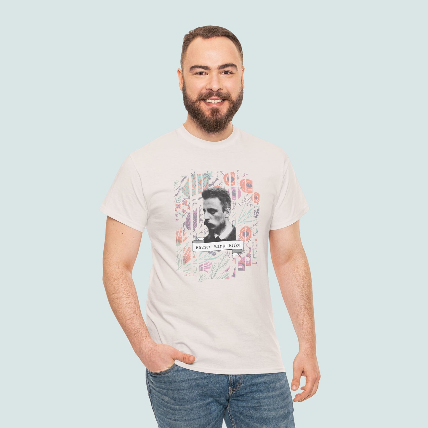 Camiseta de poesía de Rainer Maria Rilke, camiseta literaria, regalo de poesía, camiseta de poeta, regalo de escritor, floral