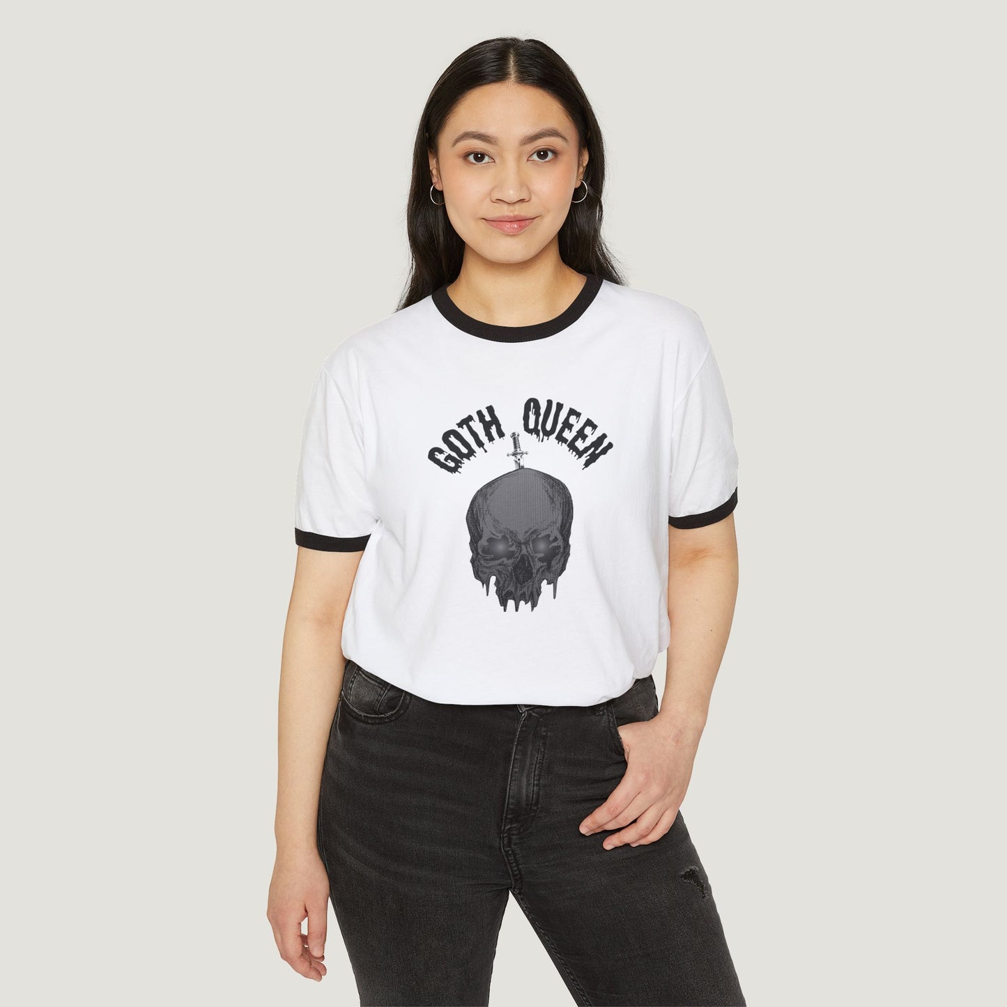 Camiseta con calavera de reina gótica, camiseta gráfica de Halloween para mujer, camiseta unisex de algodón, top de moda alternativa, camiseta de inspiración vintage