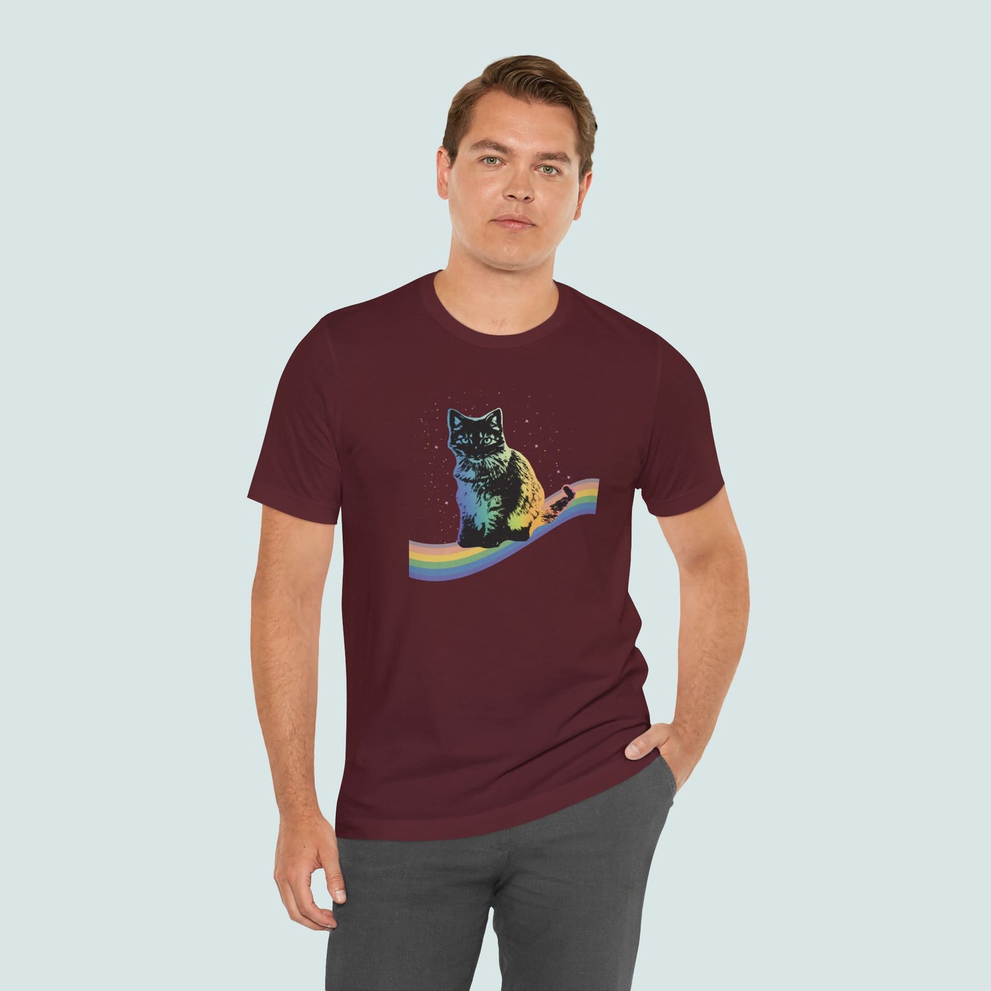 Rainbow Cat Unisex Tee, LGBTQ Pride Shirt, Colorful Kitty T-Shirt, Gay Pride Apparel, Cat Lover Gift