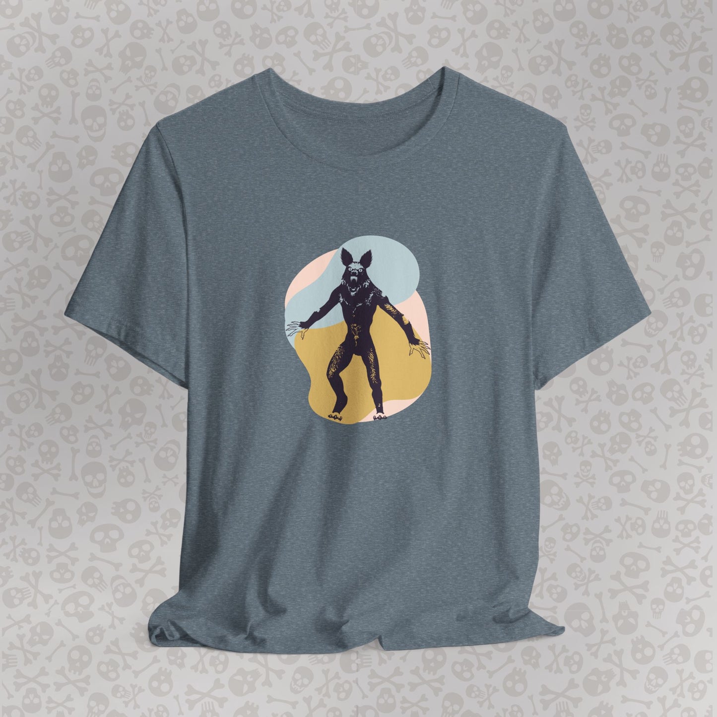 Camiseta abstracta con gráfico de hombre lobo, unisex, de Halloween, de terror, de luna llena, de Teen Wolf, de Cryptids