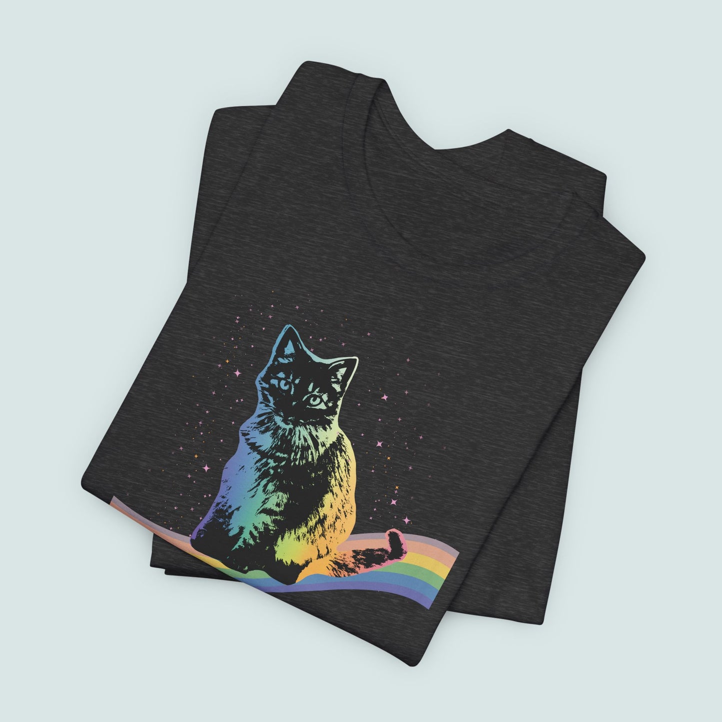 Rainbow Cat Unisex Tee, LGBTQ Pride Shirt, Colorful Kitty T-Shirt, Gay Pride Apparel, Cat Lover Gift