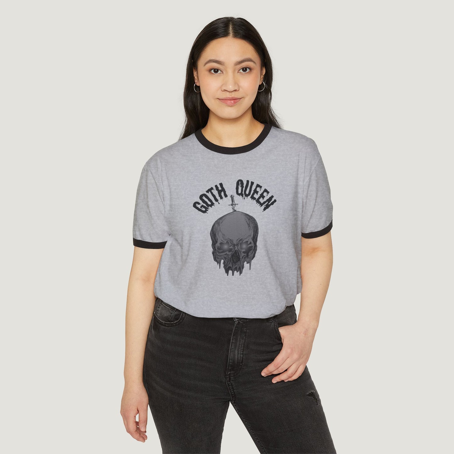 Camiseta con calavera de reina gótica, camiseta gráfica de Halloween para mujer, camiseta unisex de algodón, top de moda alternativa, camiseta de inspiración vintage