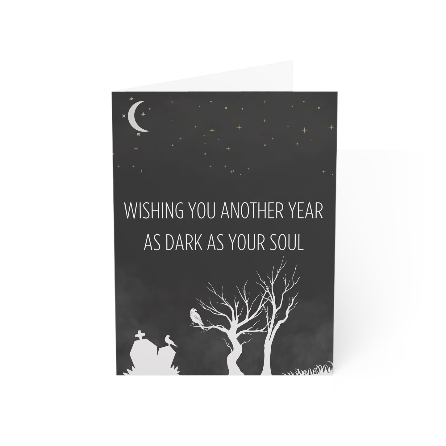 Tarjeta de felicitación de humor negro | Te deseo otro año tan oscuro como tu alma | Tarjetas de cumpleaños únicas, ocasiones espeluznantes, estética gótica