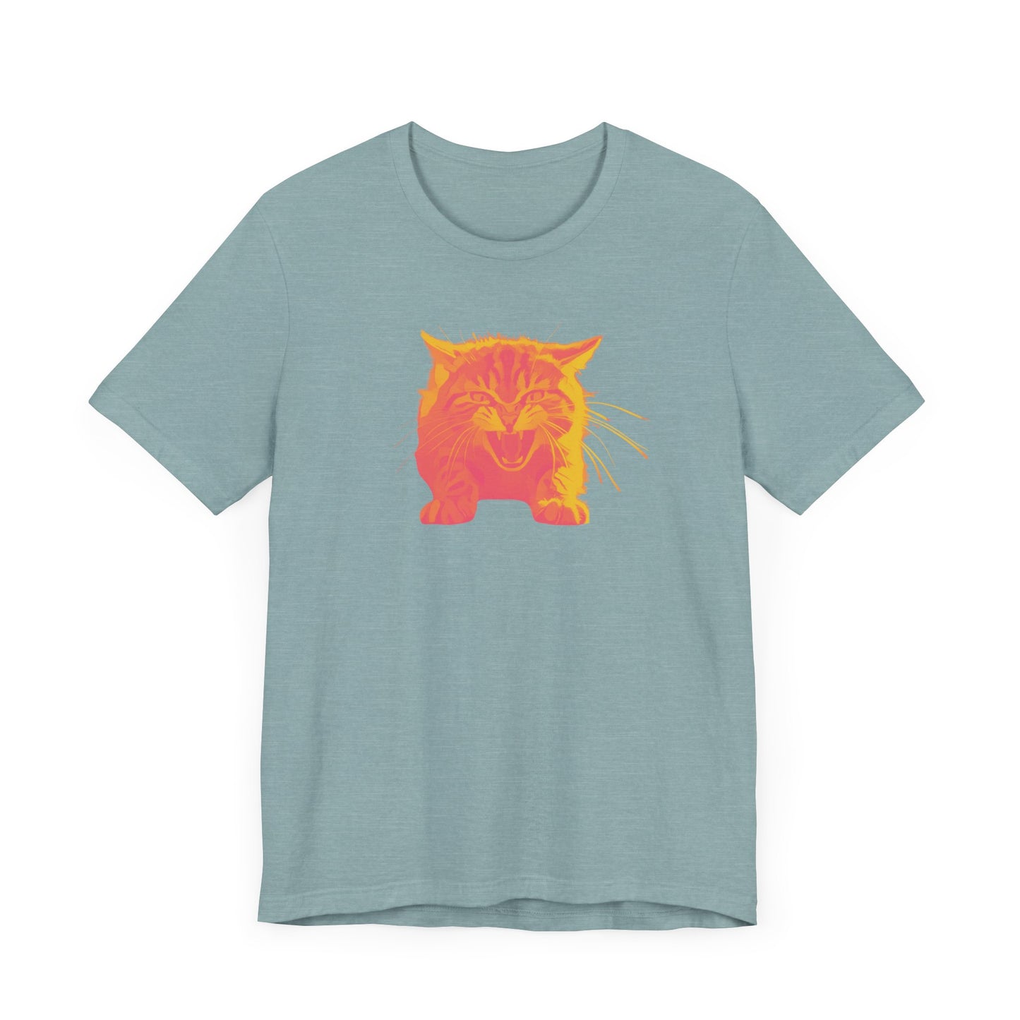 Angry Cat T-Shirt, Vibrant Color Combinations - Unisex Tee, Funny Graphic Shirt, Cat Lover Gift, Cool Tee