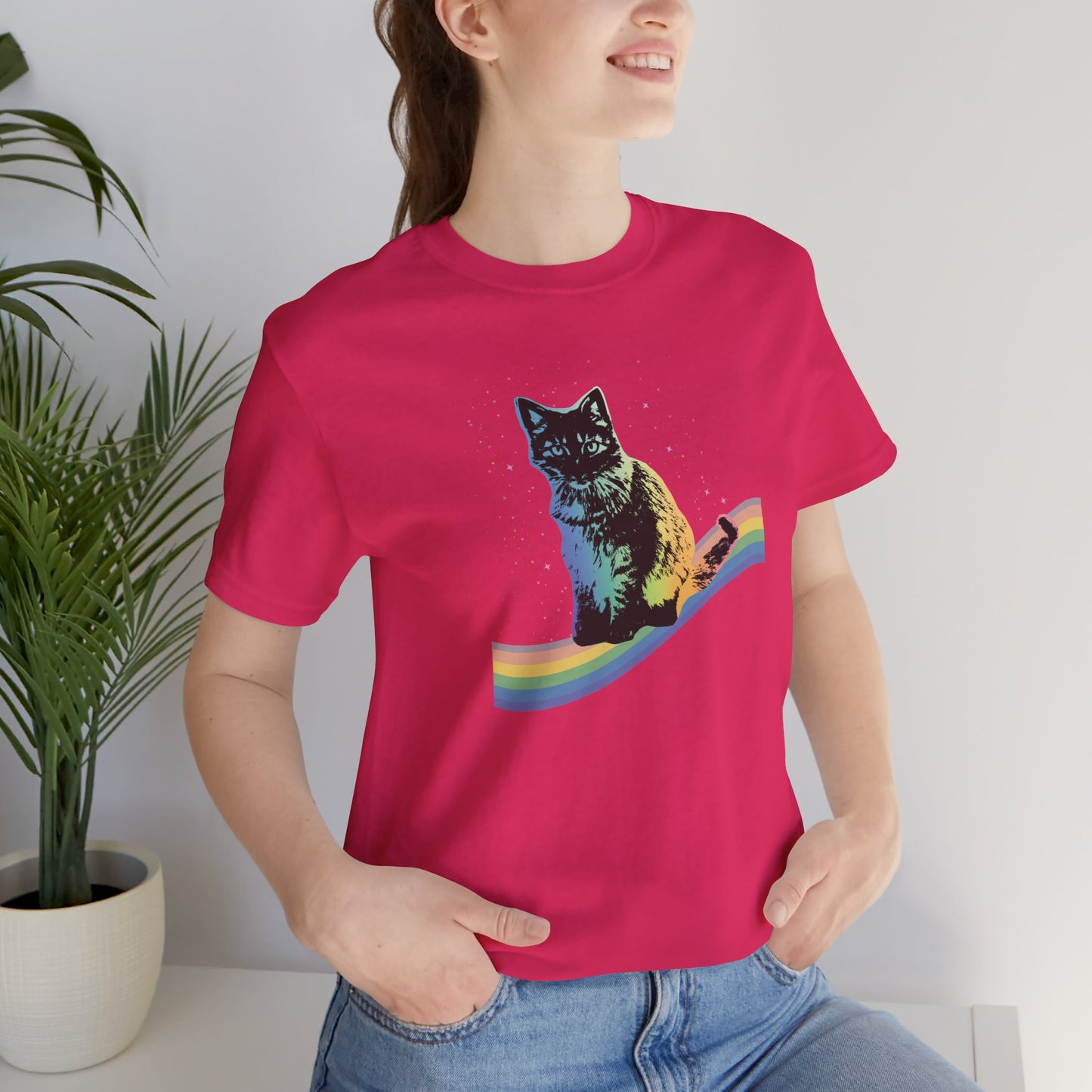 Rainbow Cat Unisex Tee, LGBTQ Pride Shirt, Colorful Kitty T-Shirt, Gay Pride Apparel, Cat Lover Gift