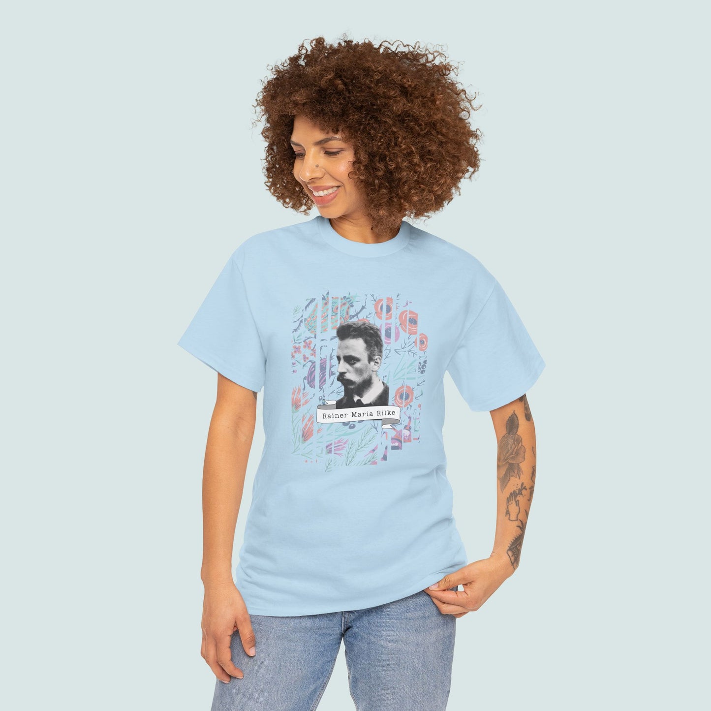 Camiseta de poesía de Rainer Maria Rilke, camiseta literaria, regalo de poesía, camiseta de poeta, regalo de escritor, floral