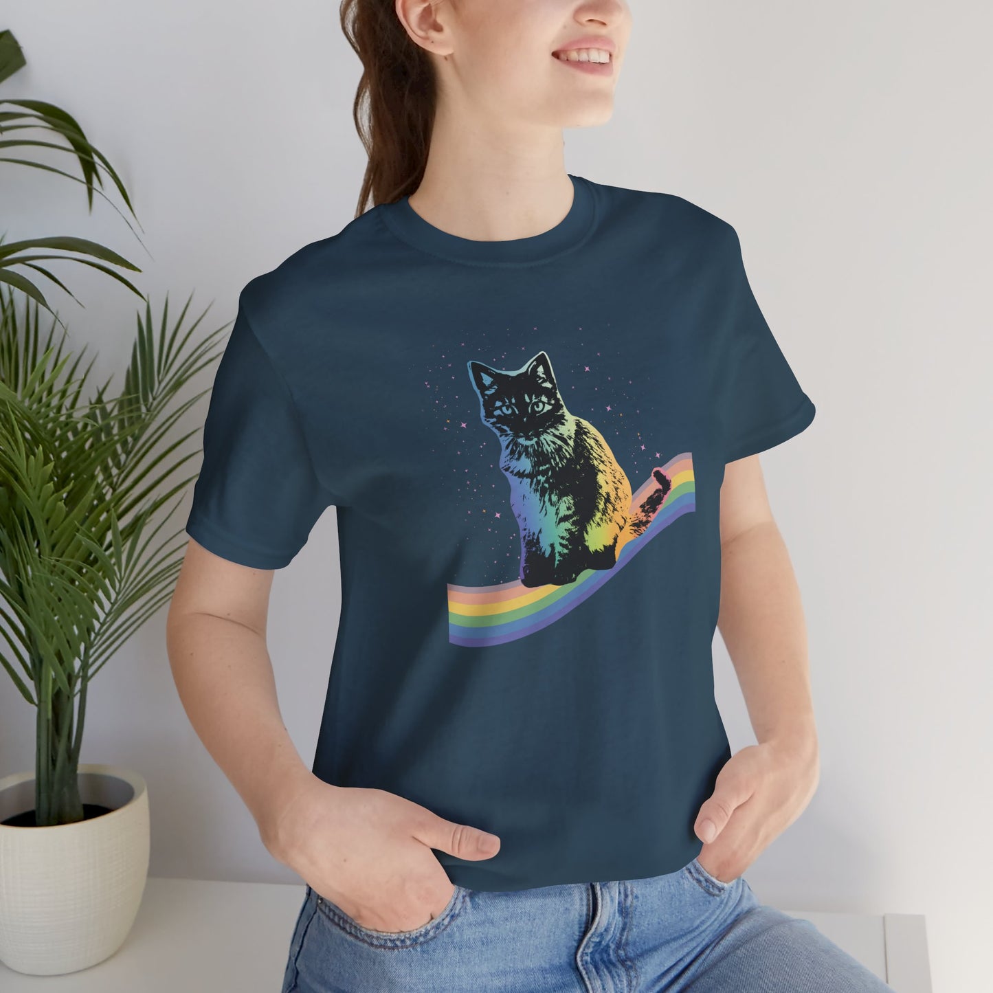 Rainbow Cat Unisex Tee, LGBTQ Pride Shirt, Colorful Kitty T-Shirt, Gay Pride Apparel, Cat Lover Gift
