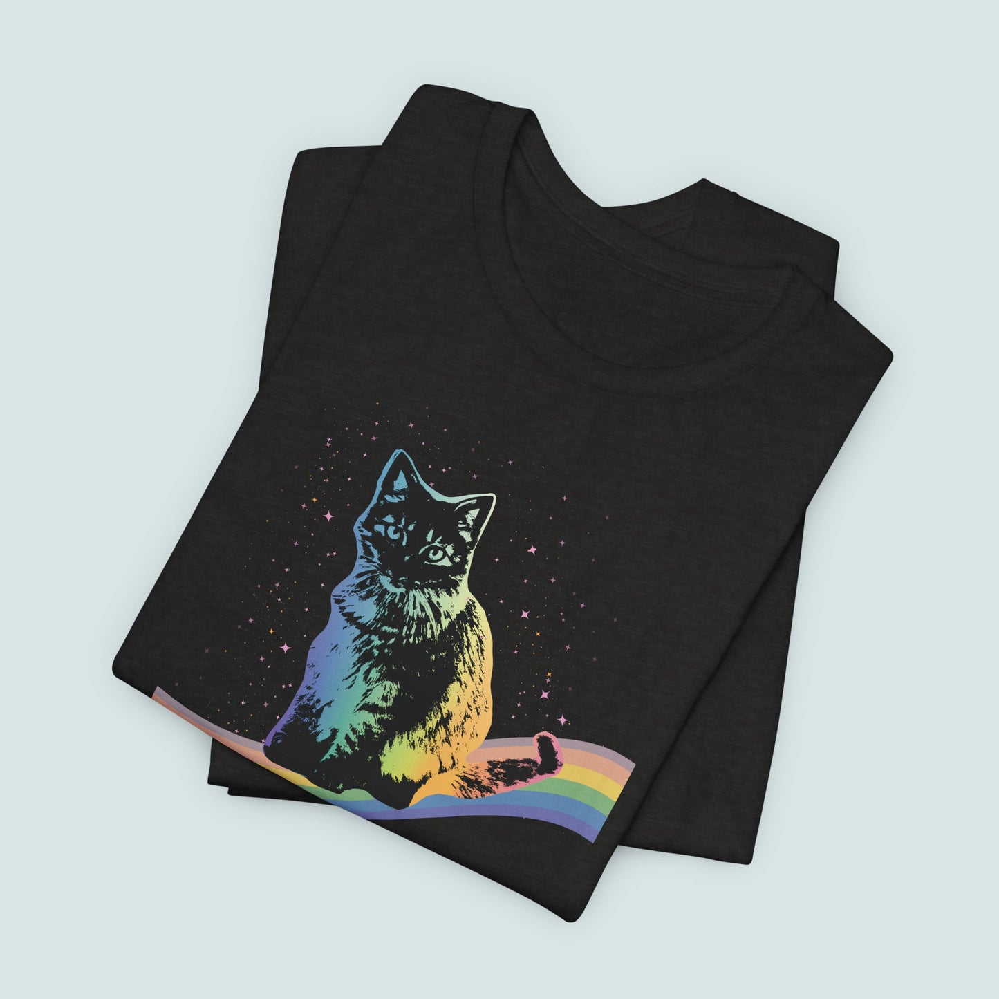 Rainbow Cat Unisex Tee, LGBTQ Pride Shirt, Colorful Kitty T-Shirt, Gay Pride Apparel, Cat Lover Gift