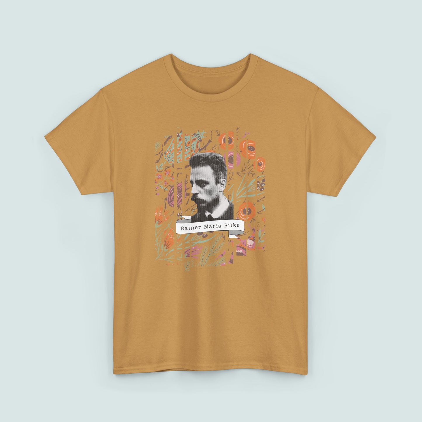 Camiseta de poesía de Rainer Maria Rilke, camiseta literaria, regalo de poesía, camiseta de poeta, regalo de escritor, floral