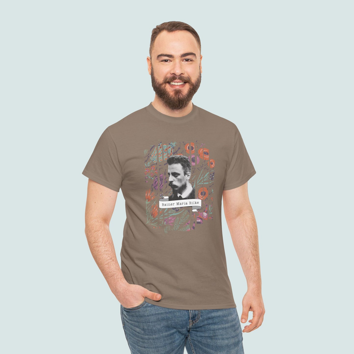 Camiseta de poesía de Rainer Maria Rilke, camiseta literaria, regalo de poesía, camiseta de poeta, regalo de escritor, floral
