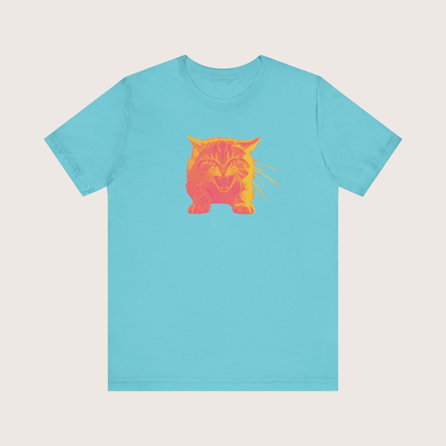 Angry Cat T-Shirt, Vibrant Color Combinations - Unisex Tee, Funny Graphic Shirt, Cat Lover Gift, Cool Tee