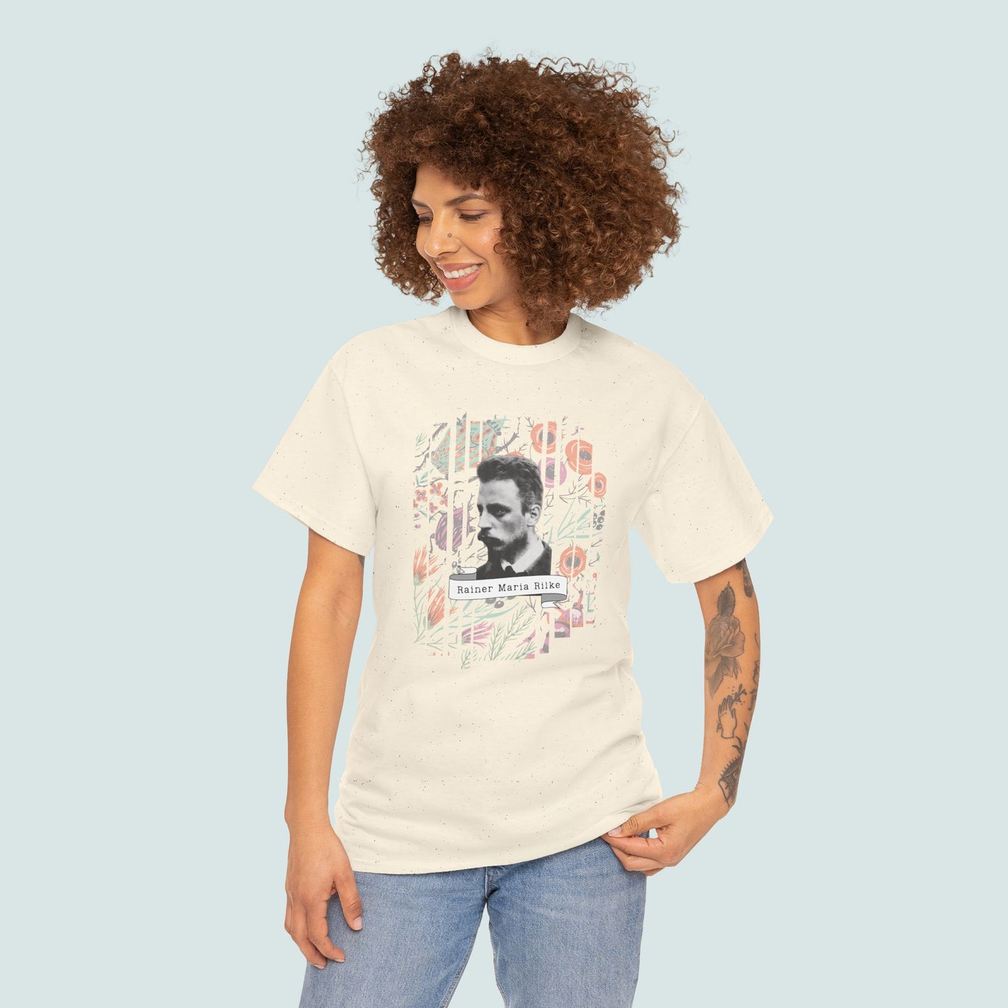 Camiseta de poesía de Rainer Maria Rilke, camiseta literaria, regalo de poesía, camiseta de poeta, regalo de escritor, floral