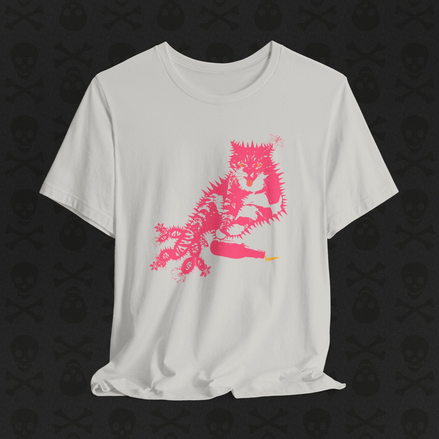 Cactus Cat Cryptid T-Shirt, Desert Mythical Creature Tee, Unisex Graphic Shirt, Succulent Kitty Apparel, Southwest Animal Top, Drunk Cat