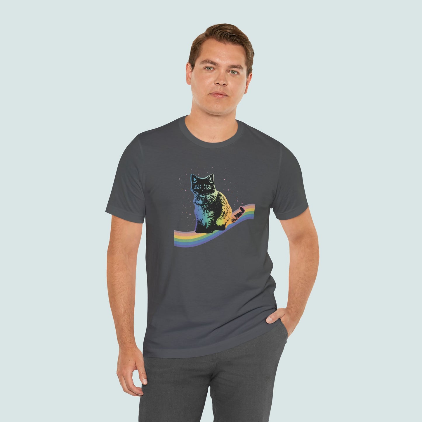 Rainbow Cat Unisex Tee, LGBTQ Pride Shirt, Colorful Kitty T-Shirt, Gay Pride Apparel, Cat Lover Gift