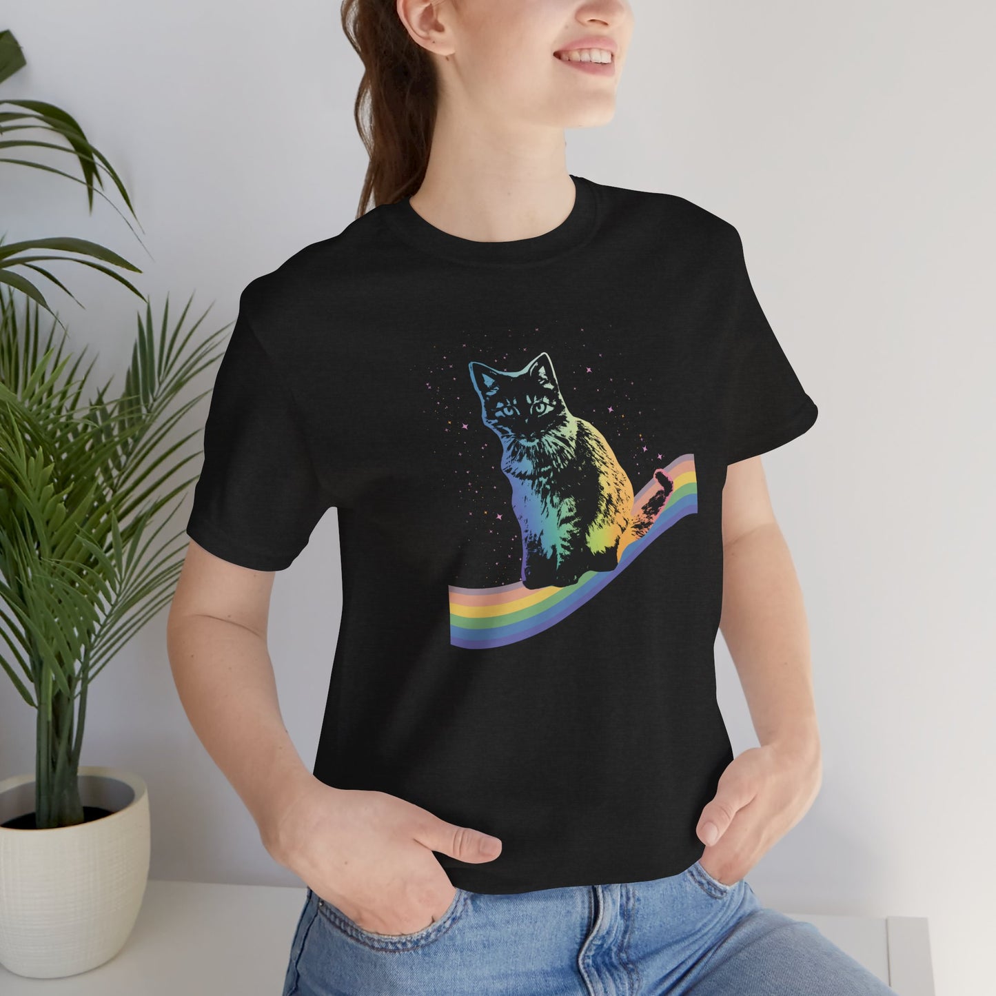 Rainbow Cat Unisex Tee, LGBTQ Pride Shirt, Colorful Kitty T-Shirt, Gay Pride Apparel, Cat Lover Gift