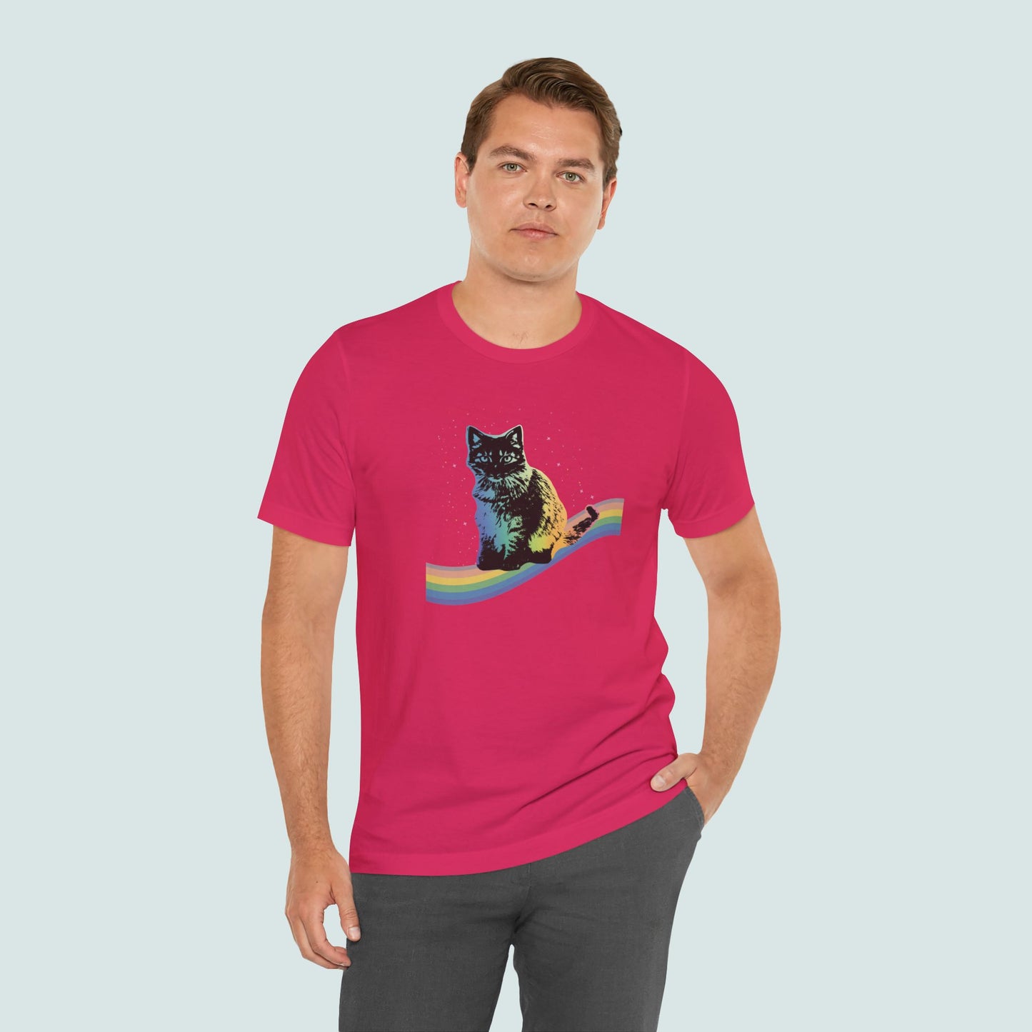 Rainbow Cat Unisex Tee, LGBTQ Pride Shirt, Colorful Kitty T-Shirt, Gay Pride Apparel, Cat Lover Gift