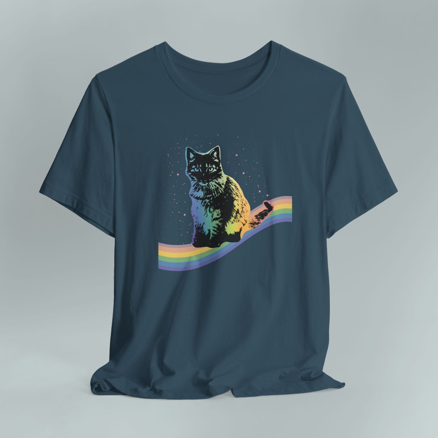 Rainbow Cat Unisex Tee, LGBTQ Pride Shirt, Colorful Kitty T-Shirt, Gay Pride Apparel, Cat Lover Gift
