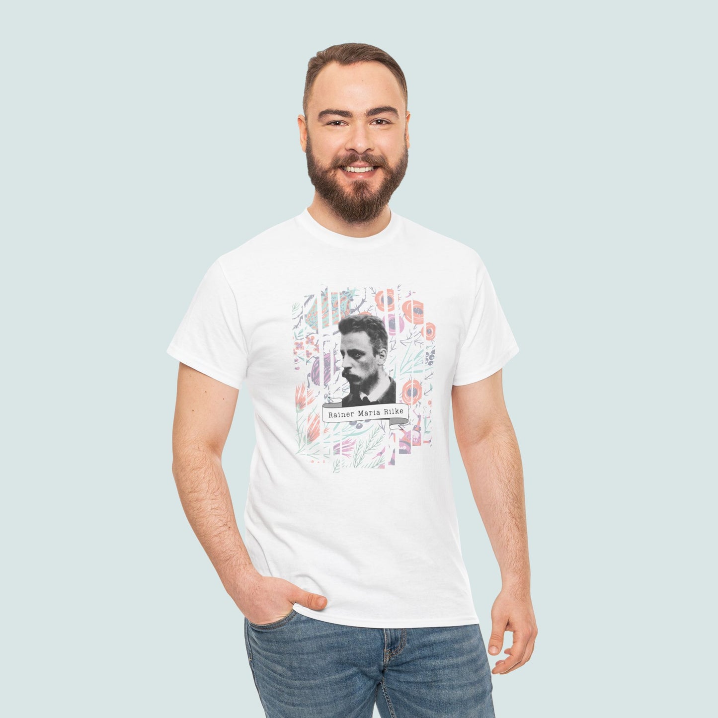 Camiseta de poesía de Rainer Maria Rilke, camiseta literaria, regalo de poesía, camiseta de poeta, regalo de escritor, floral