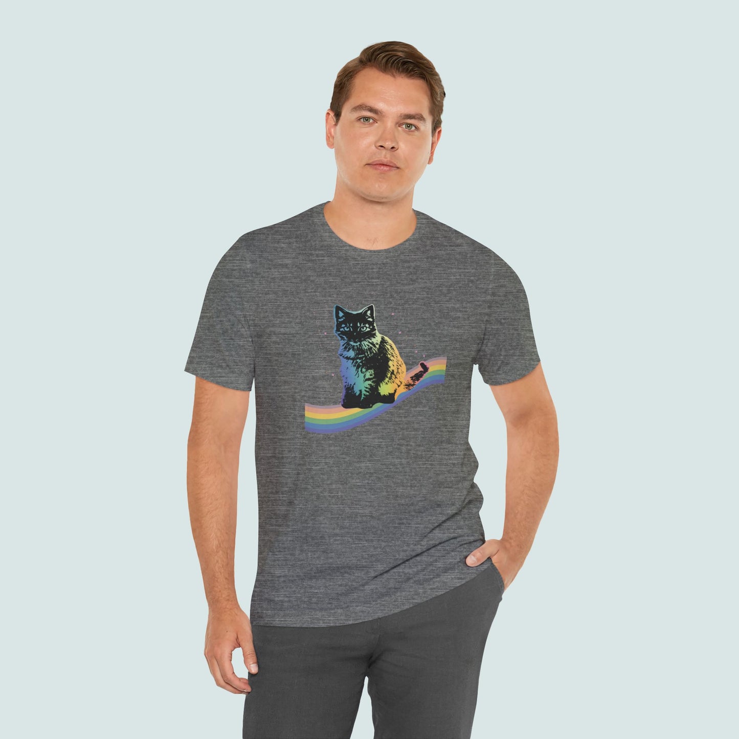 Rainbow Cat Unisex Tee, LGBTQ Pride Shirt, Colorful Kitty T-Shirt, Gay Pride Apparel, Cat Lover Gift