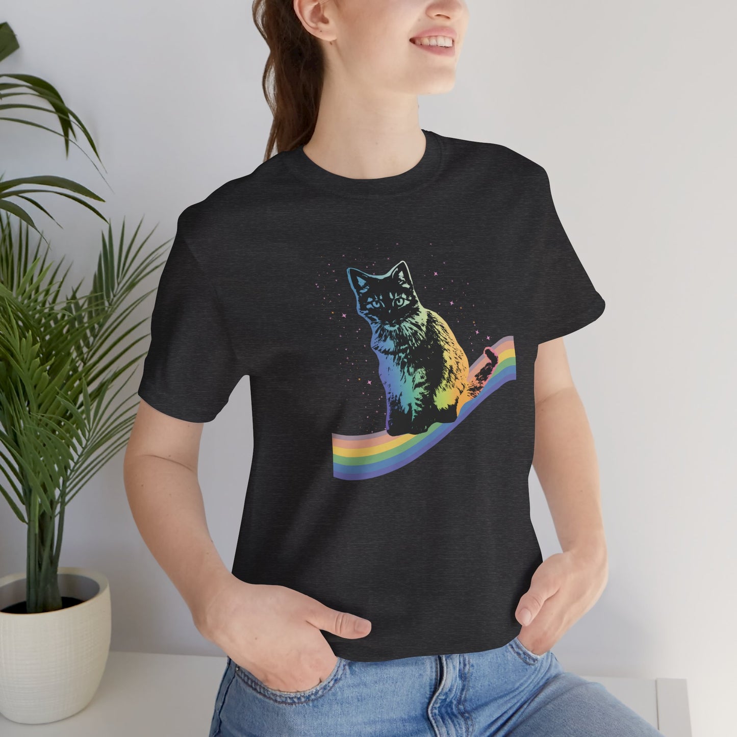 Rainbow Cat Unisex Tee, LGBTQ Pride Shirt, Colorful Kitty T-Shirt, Gay Pride Apparel, Cat Lover Gift