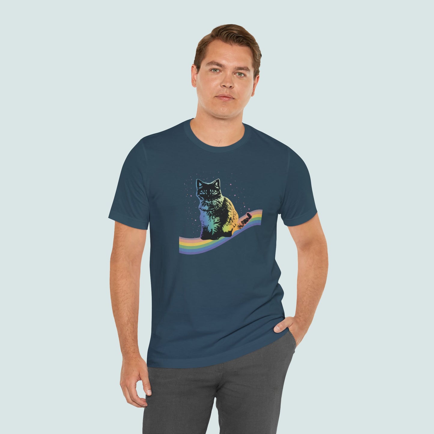 Rainbow Cat Unisex Tee, LGBTQ Pride Shirt, Colorful Kitty T-Shirt, Gay Pride Apparel, Cat Lover Gift