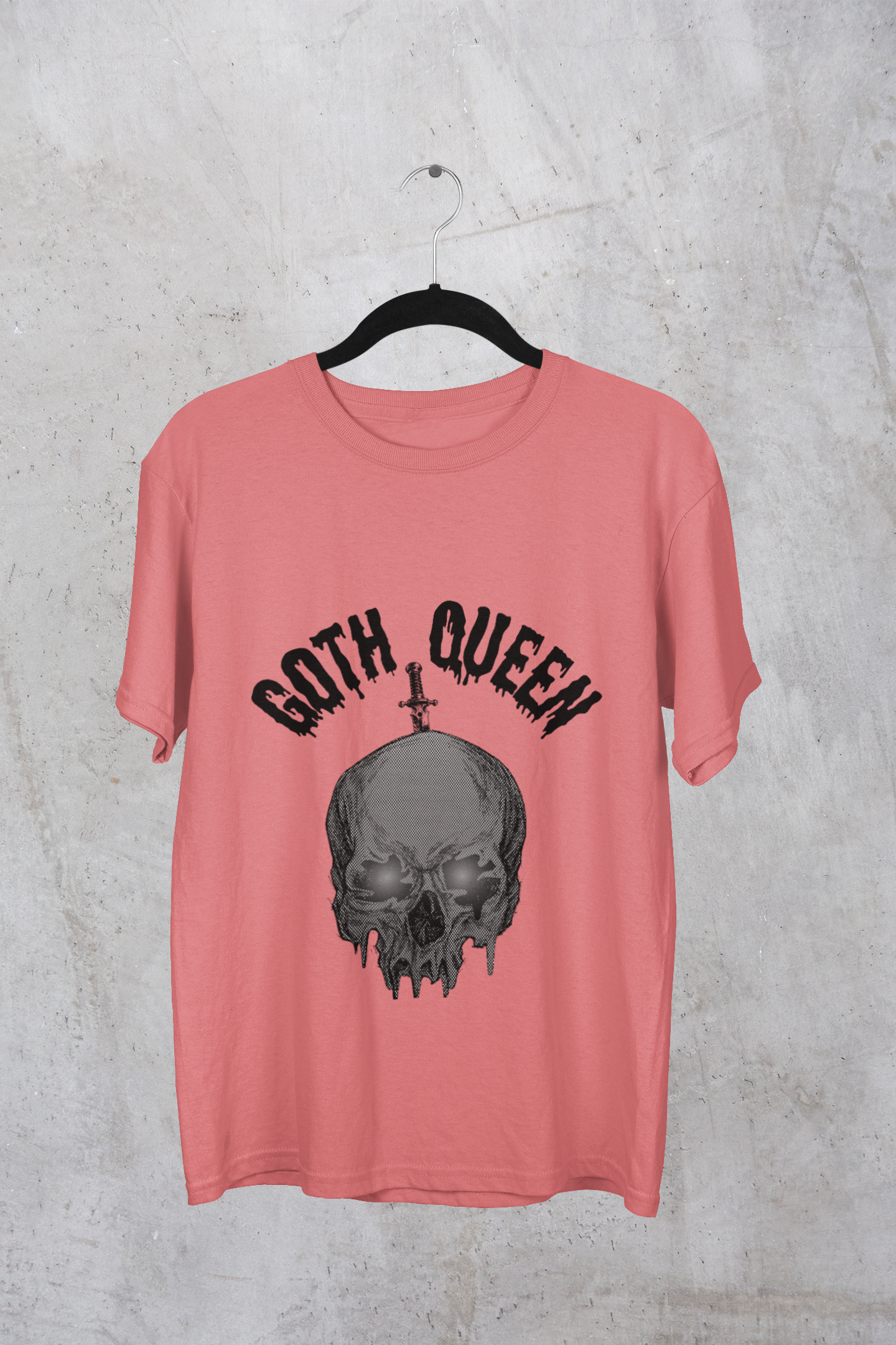 Camiseta de Reina Gótica con Calavera y Daga: Ropa Alternativa, Punk, Rock, Emo y Grunge