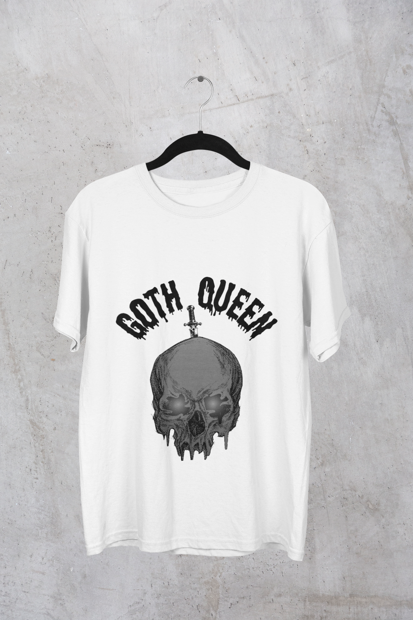 Camiseta de Reina Gótica con Calavera y Daga: Ropa Alternativa, Punk, Rock, Emo y Grunge