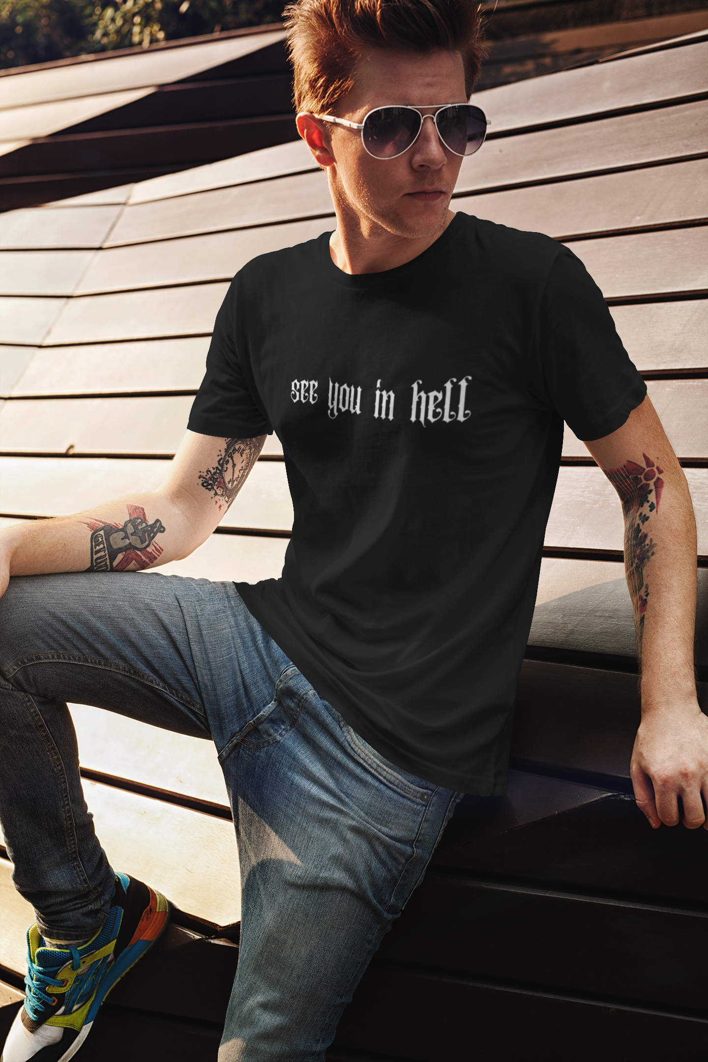 Camiseta "Nos vemos en el infierno", unisex, gráfica, alternativa, gótica, punk, ropa vanguardista
