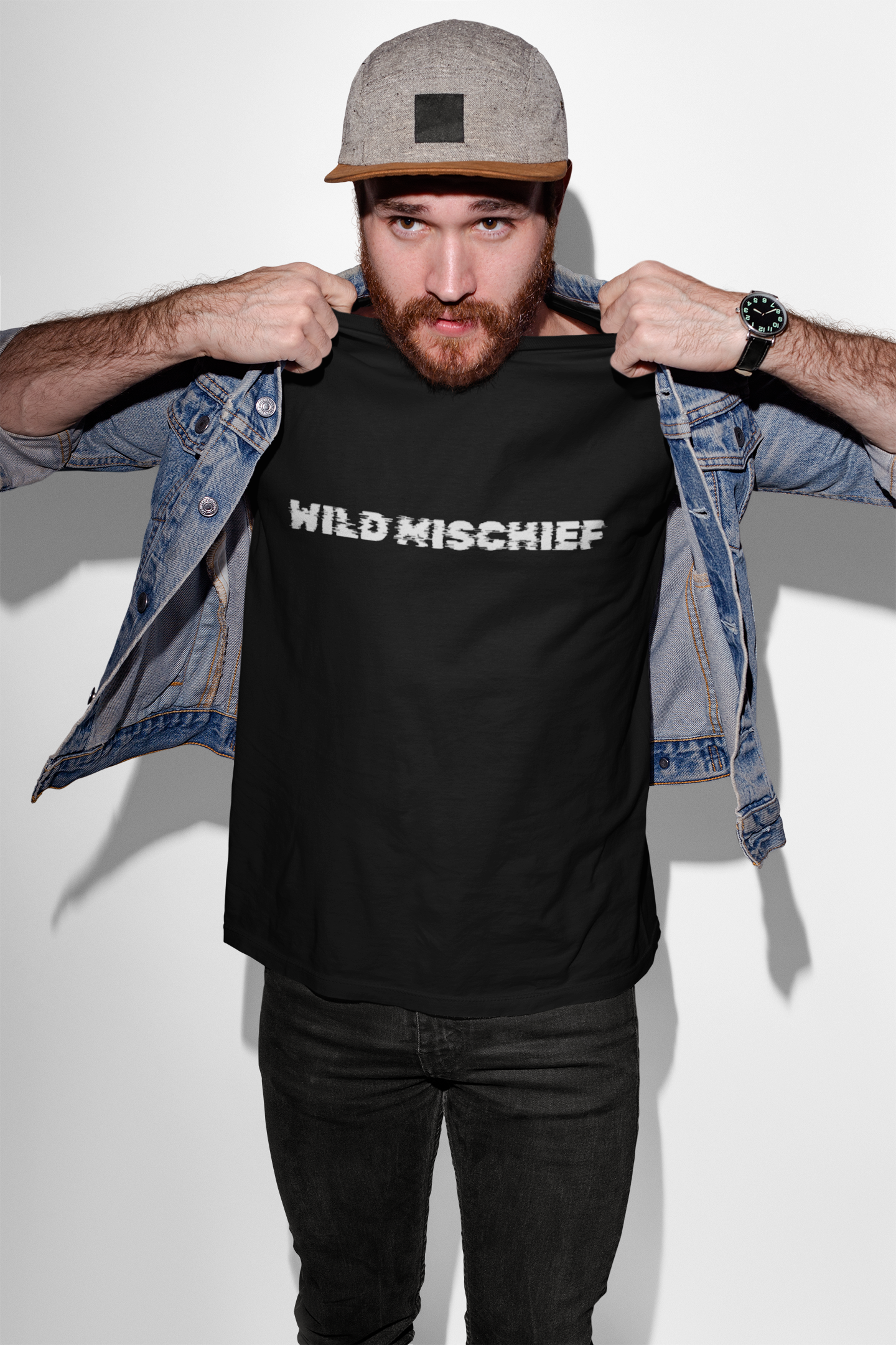 Camiseta con el logotipo de Wild Mischief: unisex, con estampado gráfico, ropa urbana moderna, estilo hipster, top informal