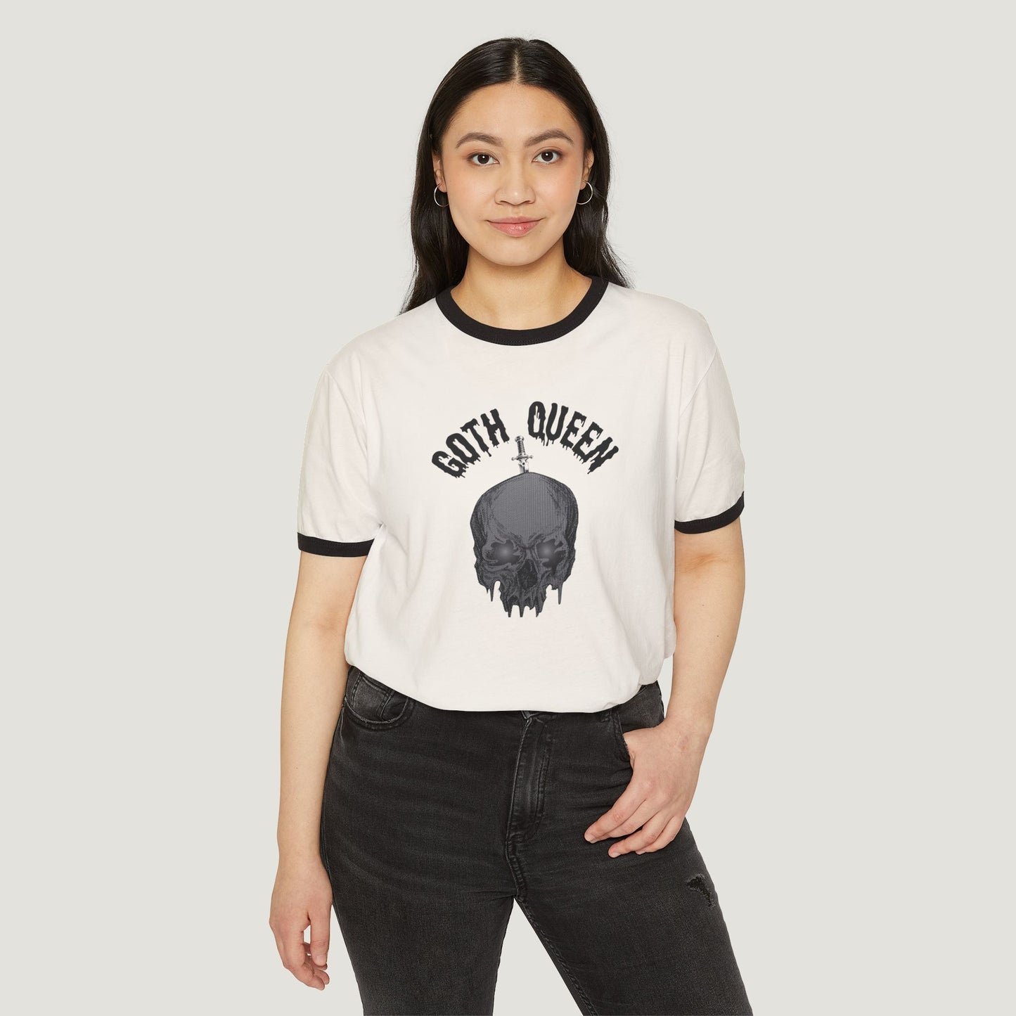 Camiseta con calavera de reina gótica, camiseta gráfica de Halloween para mujer, camiseta unisex de algodón, top de moda alternativa, camiseta de inspiración vintage