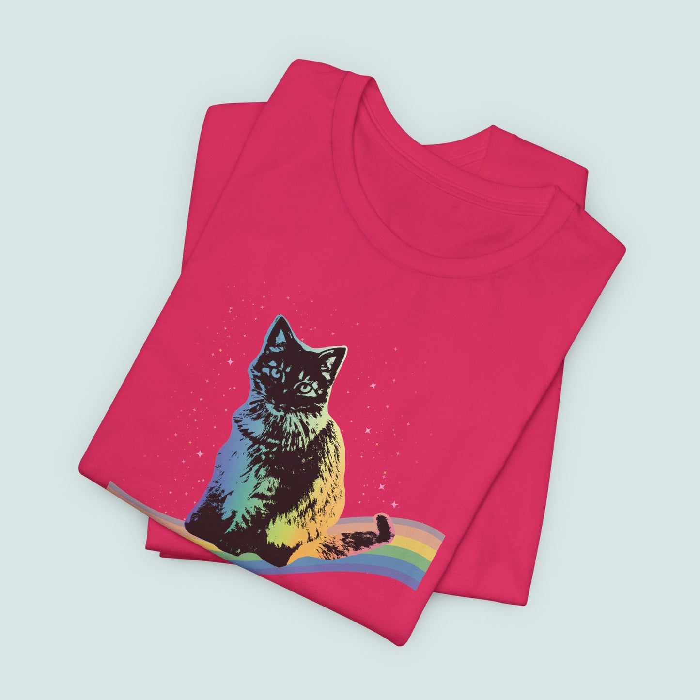 Rainbow Cat Unisex Tee, LGBTQ Pride Shirt, Colorful Kitty T-Shirt, Gay Pride Apparel, Cat Lover Gift