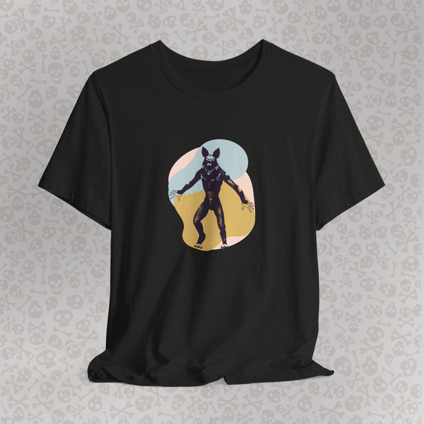 Camiseta abstracta con gráfico de hombre lobo, unisex, de Halloween, de terror, de luna llena, de Teen Wolf, de Cryptids