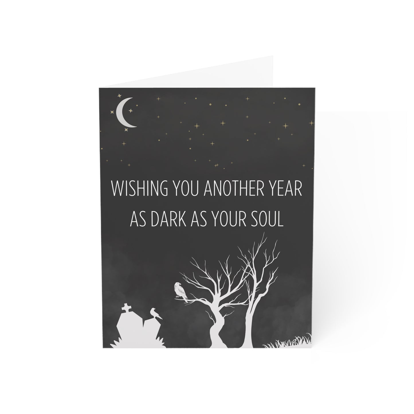 Tarjeta de felicitación de humor negro | Te deseo otro año tan oscuro como tu alma | Tarjetas de cumpleaños únicas, ocasiones espeluznantes, estética gótica