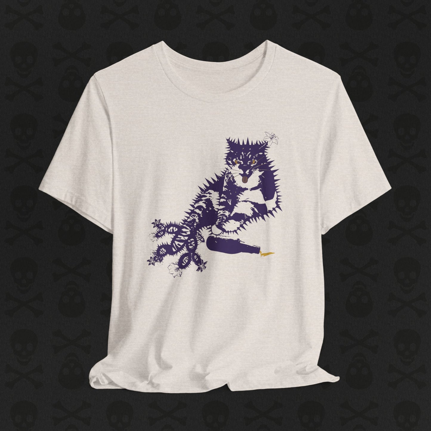 Cactus Cat Cryptid T-Shirt, Desert Mythical Creature Tee, Unisex Graphic Shirt, Succulent Kitty Apparel, Southwest Animal Top, Drunk Cat