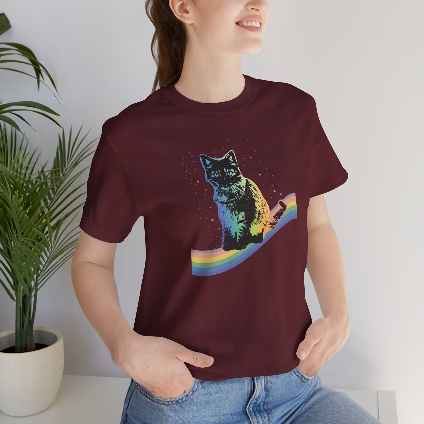 Rainbow Cat Unisex Tee, LGBTQ Pride Shirt, Colorful Kitty T-Shirt, Gay Pride Apparel, Cat Lover Gift