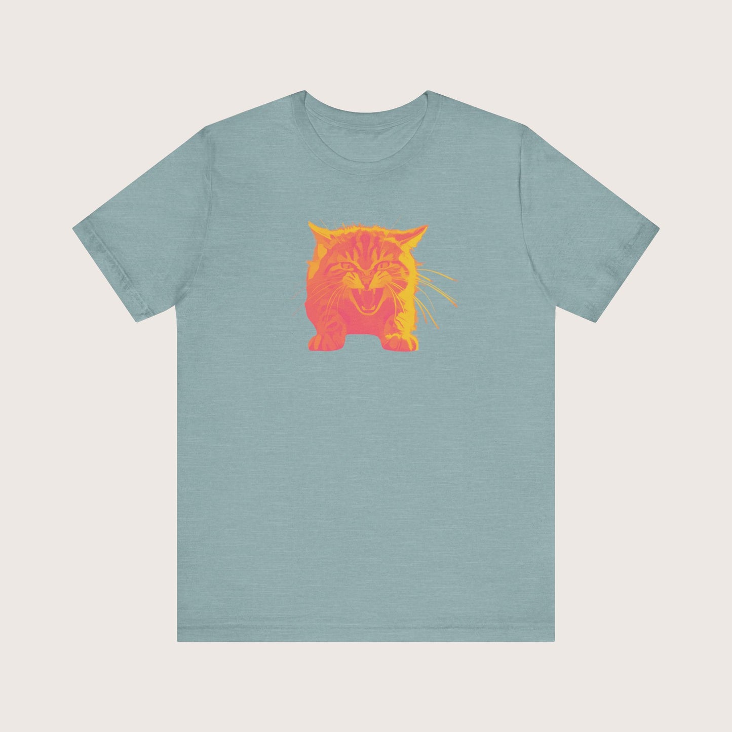 Angry Cat T-Shirt, Vibrant Color Combinations - Unisex Tee, Funny Graphic Shirt, Cat Lover Gift, Cool Tee