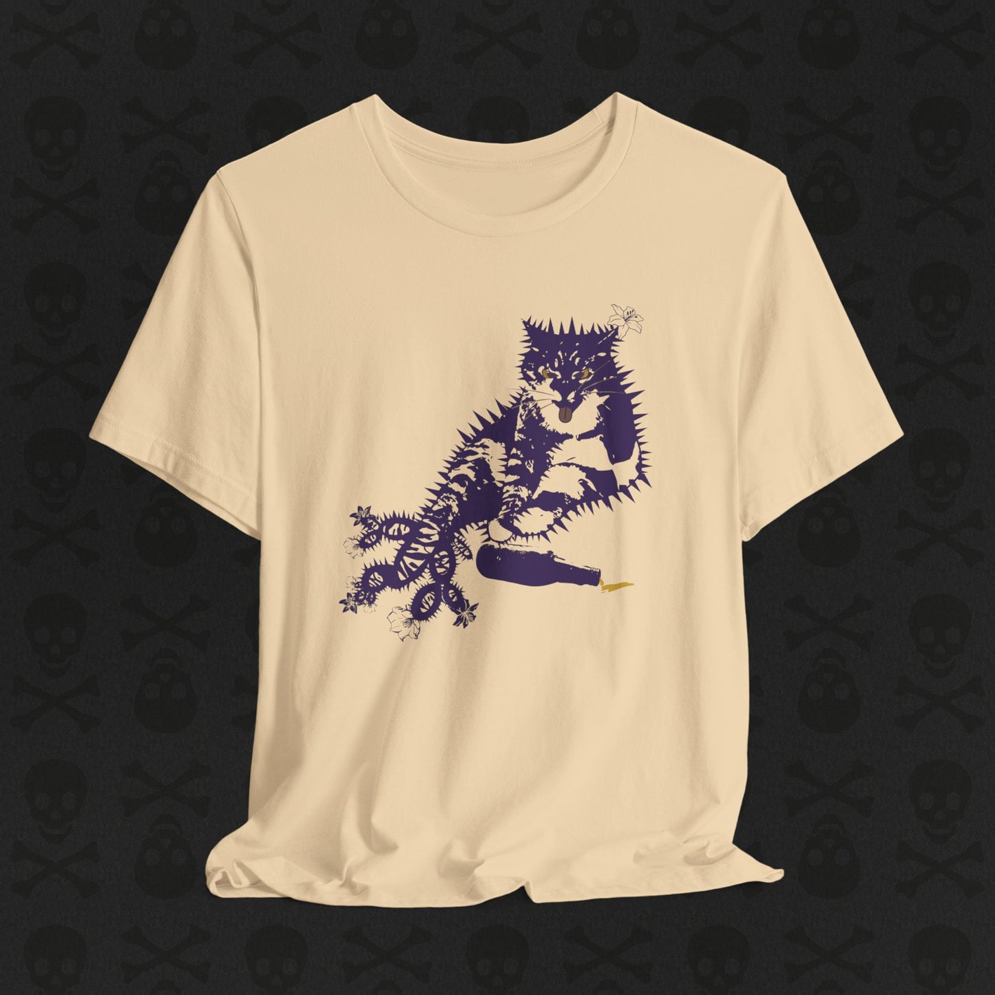 Cactus Cat Cryptid T-Shirt, Desert Mythical Creature Tee, Unisex Graphic Shirt, Succulent Kitty Apparel, Southwest Animal Top, Drunk Cat