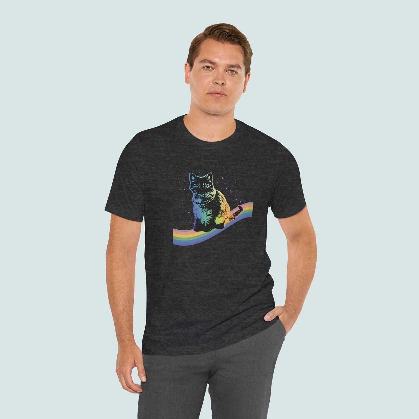 Rainbow Cat Unisex Tee, LGBTQ Pride Shirt, Colorful Kitty T-Shirt, Gay Pride Apparel, Cat Lover Gift